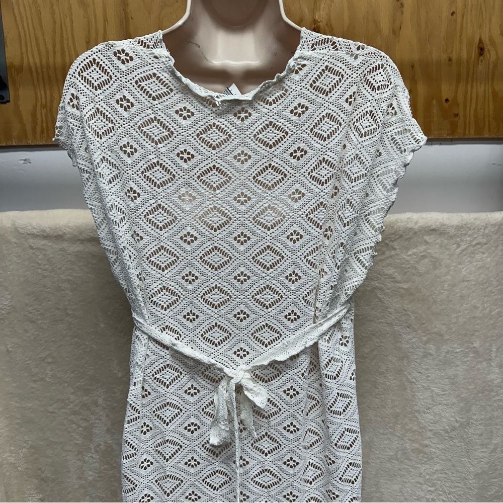 Becca Rebecca Virtue women’s swim cover up dress white lace size XS-S beach - Picture 3 of 7